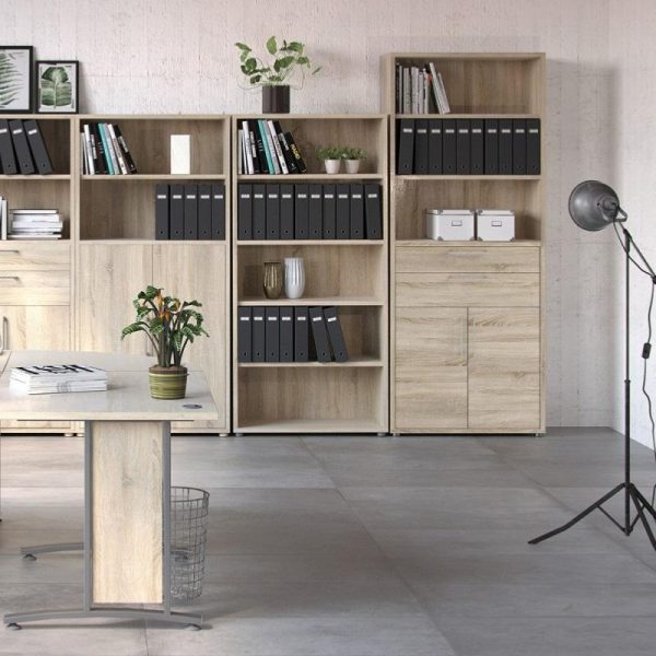 Alexis Office Storage Unit With Cupboard and 2 Drawers, 2 Doors And 3 Shelves Oak - Image 3