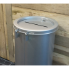 silver office recycling bin with lockable top and slot for confidential waste