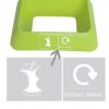 lime green office recycling bin lid with Kitchen Waste lettering and pictogram