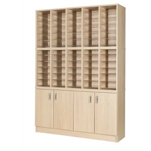pigeon hole unit in oak with 60 spaces on cupboard