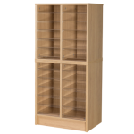 pigeon hole unit with 24 spaces in oak finish and acrylic shelves