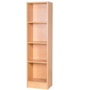 Narrow office bookcase beech with 3 shelves