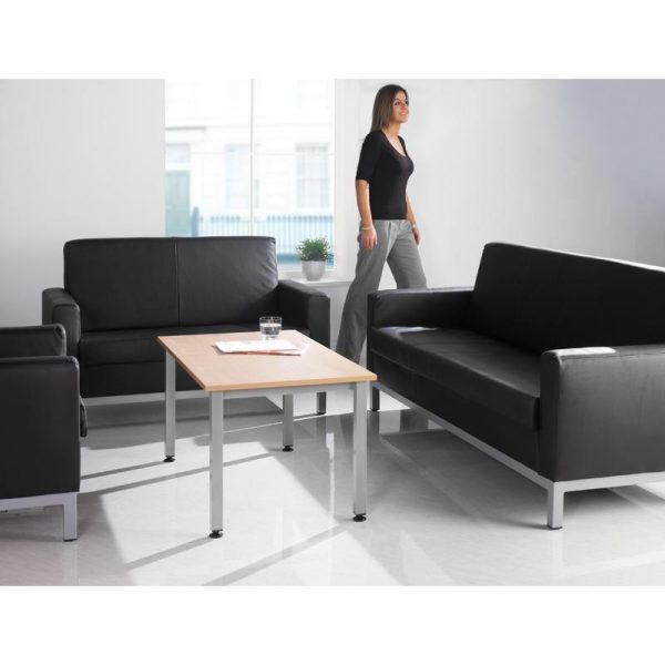 Leather Faced 3 Seater Sofa Front - Image 2