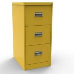 lemon yellow filing cabinet with 3 drawers