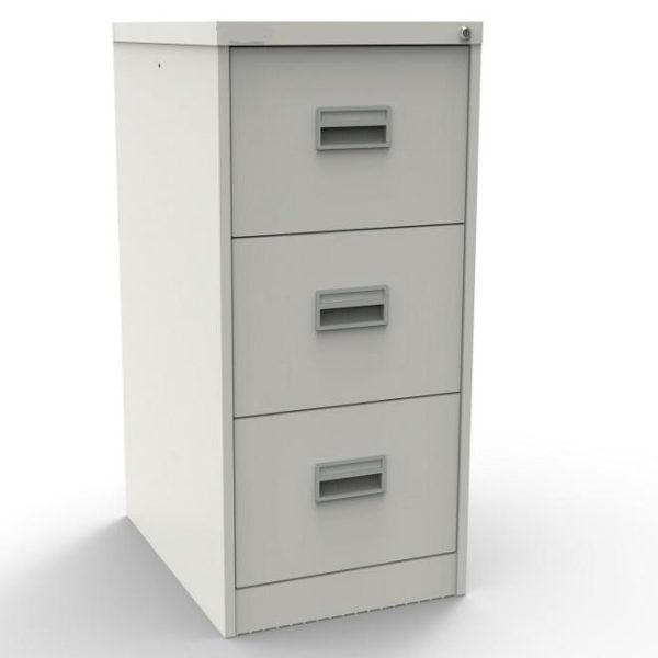 satin white filing cabinet with 3 drawers