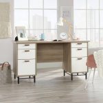 oak and white home office desk