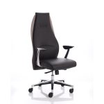 executive office chair leather in black leather with polished aluminium arms and base