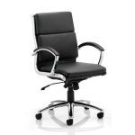 medium back leather chair in black leather and padded arm rests
