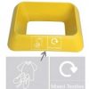 yellow plastic office recycling bin top with Mixed Textiles lettering and pictogram
