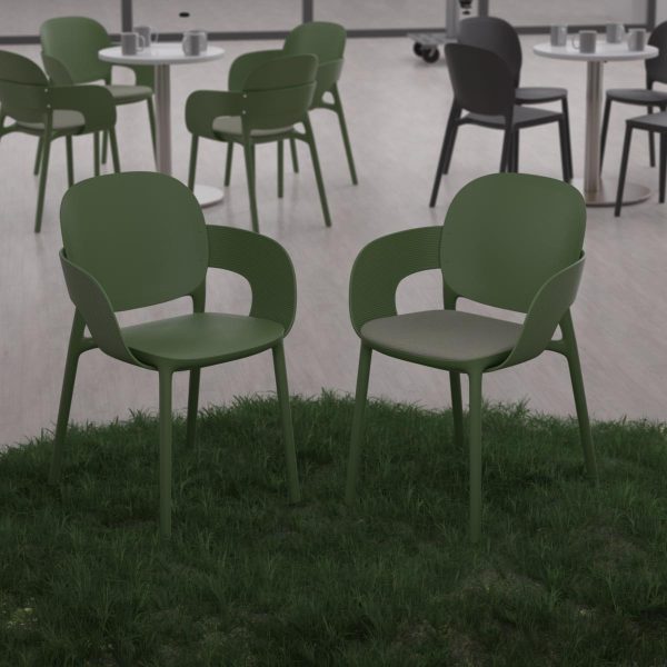 Florence Sustainable Chair With Arms Olive Green - Image 6