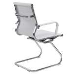 visitor chair in white leather and chrome frame