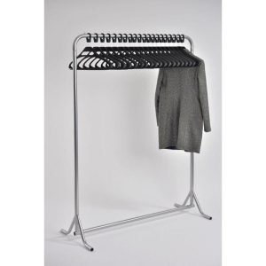 silver coat rail with captive hangers