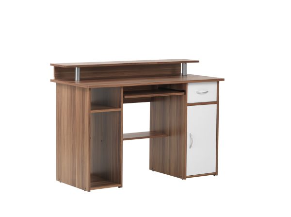 computer desk walnut and white