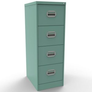 pastel turquoise filing cabinet with 4 drawers