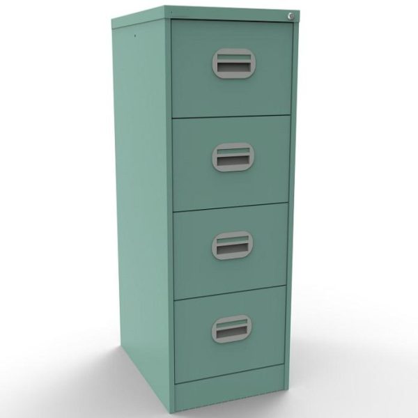 pastel turquoise filing cabinet with 4 drawers