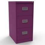 purple filing cabinet with 3 drawers