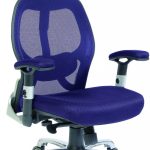 mesh back office chair with headrest in blue fabric and mesh