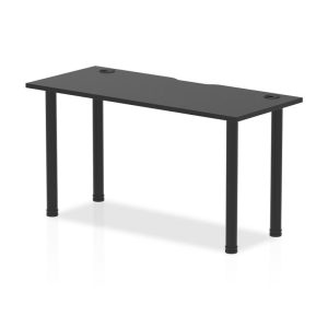 office desk with black desk top and black legs