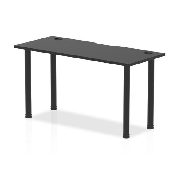 office desk with black desk top and black legs