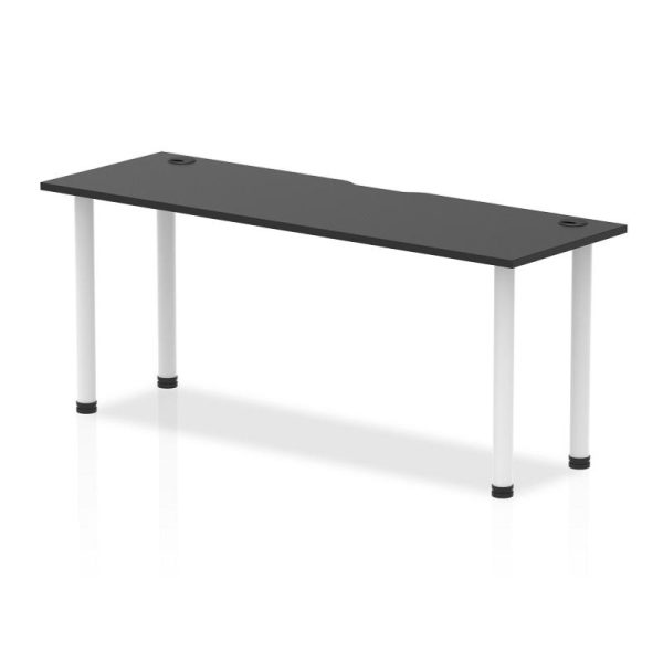 contemporary office table with black top and silver legs