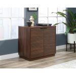 mahogany storage cabinet with louvre doors