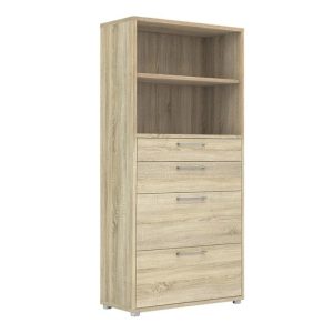 oak office storage unit with shelf , 2 drawers and 2 file drawers