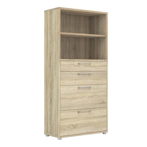 oak office storage unit with shelf , 2 drawers and 2 file drawers