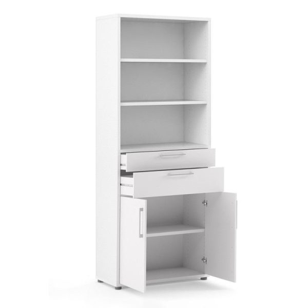 Alexis Office Storage Unit With Cupboard and 2 Drawers, 2 Doors And 3 Shelves White - Image 2