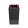 grey office recycling bin with red top