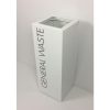 white office recycling bin with black lettering General Waste