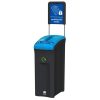 black office recycling bin with lockable blue top and Confidential Waste signage