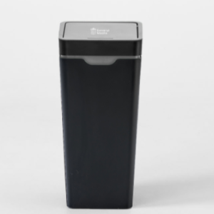 Recycled plastic black office recycling bin with grey top