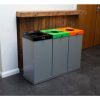 silver lockable office recycling bins with coloured tops