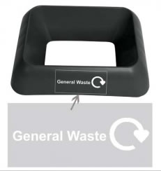 black waste bin ring lid with General Waste Sticker
