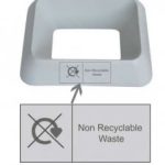 grey office recycling bin lid with Non recyclable waste lettering