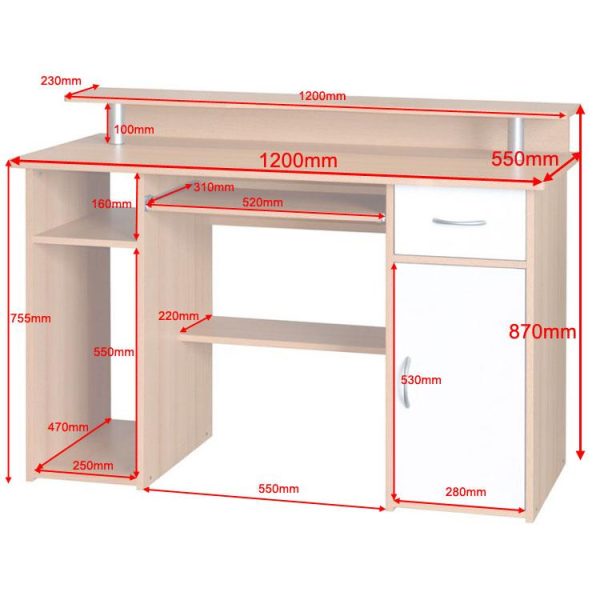 Ace Computer Desk 362A Beech/White - Image 6