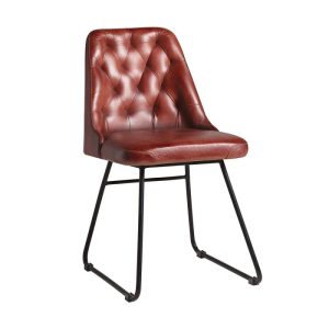Side chair vintage style red leather