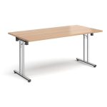 flexible folding meeting table with beech table top and chrome frame