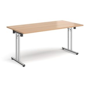 flexible folding meeting table with beech table top and chrome frame