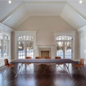 executive office table in meeting room room set with meeting chairs