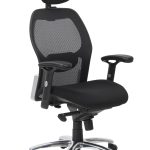 mesh back chair black with headrest and chrome base