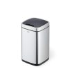 no touch office bin stainless steel with black lid