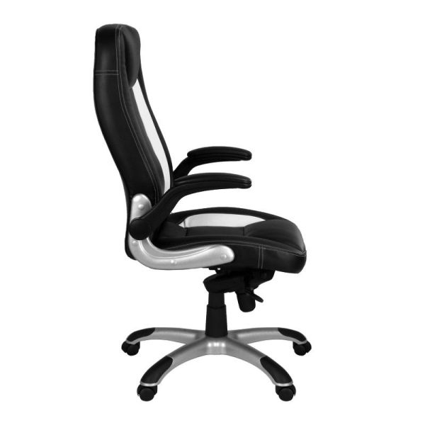 Office Chair Strike Black And White Leather - Image 3
