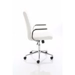 white leather executive office chair with chrome base side view