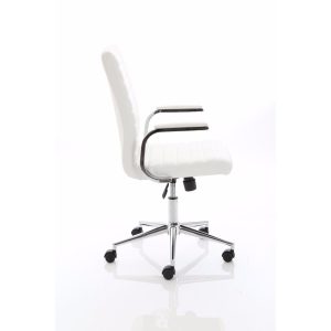 white leather executive office chair with chrome base side view