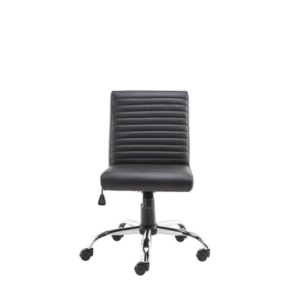 ribbed faux leather operators chair in black with chrome base