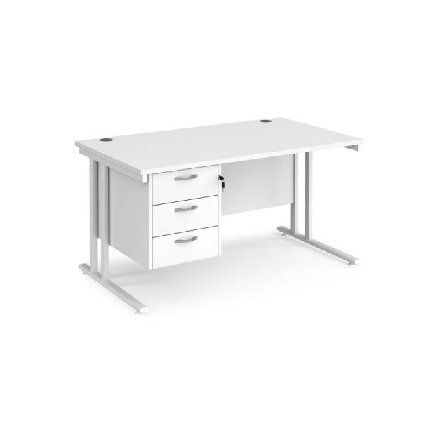 Office Straight Desk 1400 Cantilever Frame With 3 Drawer Pedestal Work 25 - Image 6