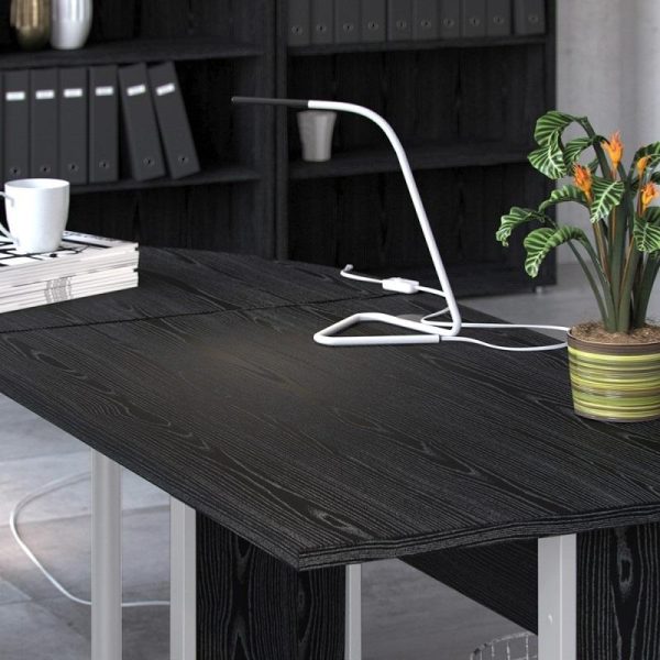Alexis Office Desk 120cm Black Woodgrain With Silver Grey Legs - Image 7