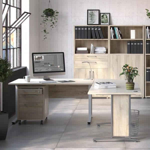 Alexis Office Desk 150cm Oak With Silver Grey Legs - Image 5