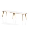 office bench desk with white top and wood frame